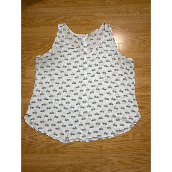 Tops - Loft - XXL - Bicycle print - sheer button up back tank